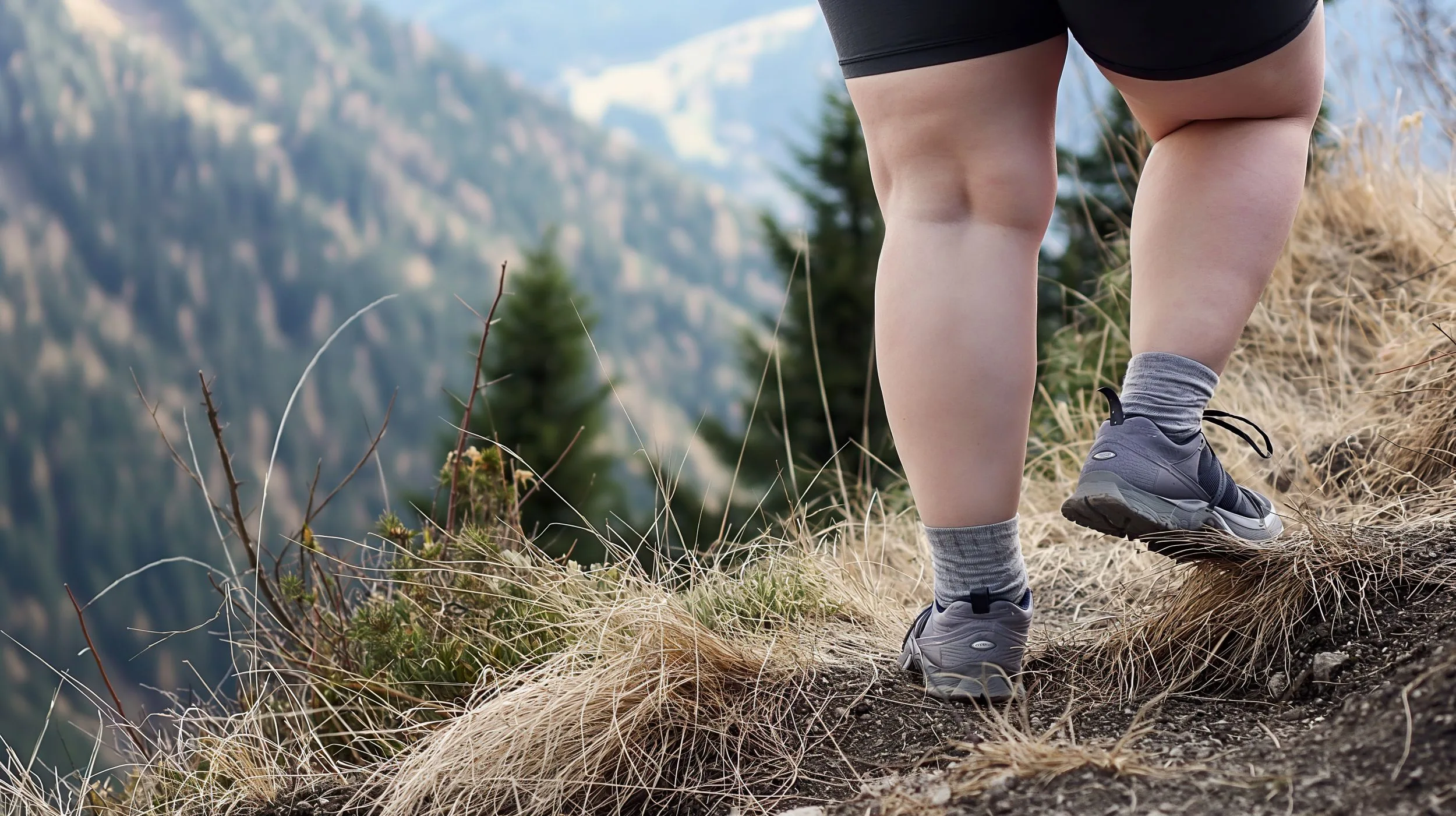 Anzeichen, Lipödem bei einer Frau die in den Alpen wandert